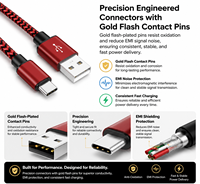 Câble USB-C court LUNG KAY 0,3 m, charge rapide 3A, cordon tressé en nylon portable pour batterie externe, chargeur de voiture, MacBook, iPad, OEM