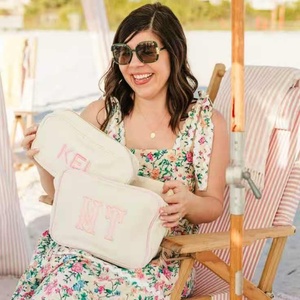High-value Embroidered Letters <b>Cosmetic</b> <b>Bag</b> <b>Travel</b> Portable Large-capacity Toiletry Storage <b>Bag</b> - Product Image 5