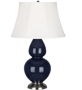 Double Gourd Blue Ceramic Table Lamp for Living Room with White Drum <b>Shade</b> Decor for Living Room Bedroom House Bedside - Product Image 2