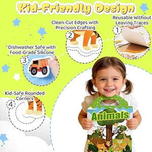 6 sets de livres d'autocollants réutilisables gonflés pour tout-petits de 2 <span class=keywords><strong>à</strong></span> 4 ans, 4 grandes pages par set, 240 autocollants imperméables faciles <span class=keywords><strong>à</strong></span> nettoyer en silicone - Product Image 5