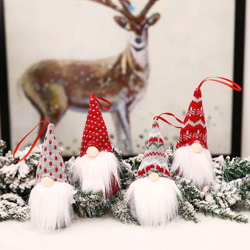 2023 Weihnachts baum hängende Ornamente Handgemachte schwedische Tomte Weihnachten Gnom gesichtslose Plüsch puppe Anhänger für Weihnachts dekoration