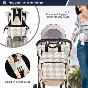 <b>Large</b> Capacity Khaki Houndstooth Custom Print Waterproof Nylon Baby Diaper Bags <b>Backpack</b> Mommy Travel Bag for <b>Women</b> - Product Image 4