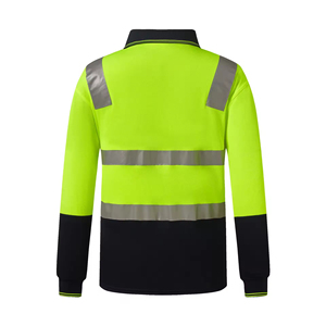 HBC Custom Men's High Visibility Regular Fit Security Work Uniform <span class=keywords><strong>Polo</strong></span> Shirt con rayas reflectantes Yellow <span class=keywords><strong>Polo</strong></span> Shirt - Product Image 3