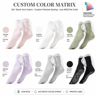 Chaussettes de Pilates et de Yoga Antidérapantes à Volants avec Nœud en Dentelle et Logo Personnalisé, Semelle Entière à Pois pour Reformer, Barre et Studio