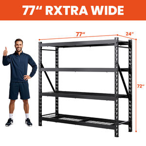 4 계층 헤비 듀티 스토리지 선반 유닛 산업용 선반 금속 창고 스태킹 스토리지 랙 시스템 - Product Image 4