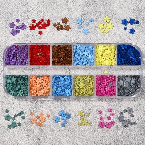 MAFANAILS Bijoux pour ongles français 3D, 12 grilles, fleurs à cinq pétales colorées, perles en acier doré et argenté, résine métallique, DIY pour ongles - Product Image 5