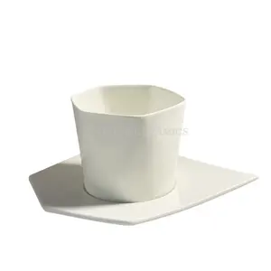 定制白色Ins纯色现代简约骨瓷六边陶瓷咖啡茶具大师浓缩咖啡杯和茶碟