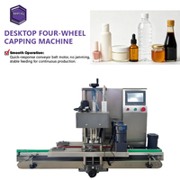 Máquina Tapadora de Sobremesa de Cuatro Ruedas con Servomotor, Control por Pantalla Táctil, Semiautomática, de Alta Precisión para Botellas de Plástico y Vidrio, Precio de Fábrica