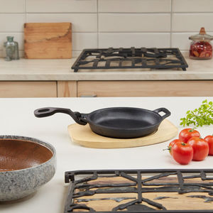 Sartén de hierro fundido para barbacoa, parrilla para cena, mango extraíble, tablero de madera, sartén, sartén, bistec, plato de comida - Product Image 6