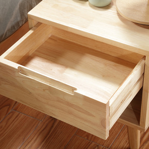 Solid Wood <b>Bedside</b> Cabinet Walnut Color With Drawer Storage Bedroom Furniture - Product Image 3