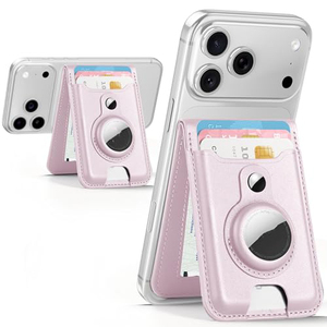 Étui en cuir pliable portable pour Airtags, compatible avec les cartes d'iPhone Apple, étui magnétique pour iPhone Samsung avec autocollant arrière - Product Image 1