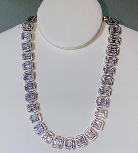 تعزيز مثلج خارج بلينغ النساء قلادة الإثارة بلينغ مستطيل تشيكوسلوفاكيا العنقودية سلسلة الجليد تنس المختنق - Product Image 2