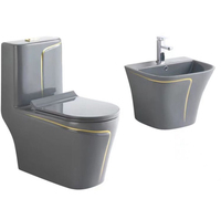 Black Line piédestal bassin salle de bain toilette ensemble commode toilette une pièce p-trap salle de bain même forme évier et toilette ensemble Cheongsam