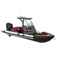 Barco de pesca de aluminio de 22 pies, botes inflables en Pvc 680, botes de costilla