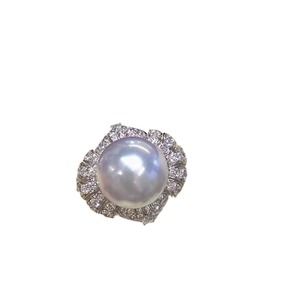 Design S925 Sterling Silver <b>Ring</b> with Natural Freshwater Pearls and <b>Turquoise</b> 11-10MM Diameter Perfectly Round Almost Flawless - Product Image 5