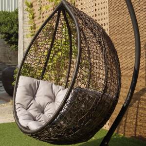 Fauteuil suspendu en forme de <span class=keywords><strong>cocon</strong></span>, prix d'usine, une place, en rotin, meubles de patio pour jardin, salon, meubles d'extérieur en métal et tissu - Product Image 6