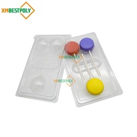 Vente en gros, plateau d'emballage blister en plastique à 3 cavités pour cake pops, contenant transparent pour bonbons et sucettes