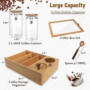 Organisateur de rangement pour café, station de café avec 2 boîtes à café pour comptoir - Vente chaude - Product Image 2
