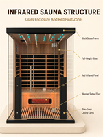 Cabine de sauna infrarouge à vapeur sèche moderne de haute qualité en bois massif pour 2 personnes, électrique 220V, pour appartement ou chambre à coucher