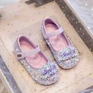 Scarpe da Principessa con Cristalli per Bambina, Nuova Collezione Primavera/Autunno 2026, Chiusura in Velcro, Suola Morbida a Singolo Strato - Product Image 1