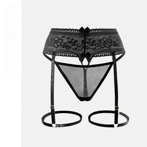 Women Sexy <strong>Black</strong> 4 Straps Lace Suspender <strong>Garter</strong> <strong>Belt</strong> for <strong>Stockings</strong> - Product Image 1