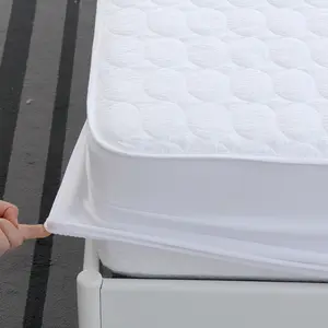 Bianco in microfibra trapuntato Non antiscivolo elastico a prova di acqua copri materasso camera da letto intrecciata 100% poliestere 40 adulti Plain