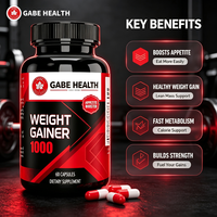 Capsules de gain de masse personnalisées 1000mg, stimulant d'appétit, booster de faim, prise de poids saine, masse maigre, force, entraînement, fitness, OEM