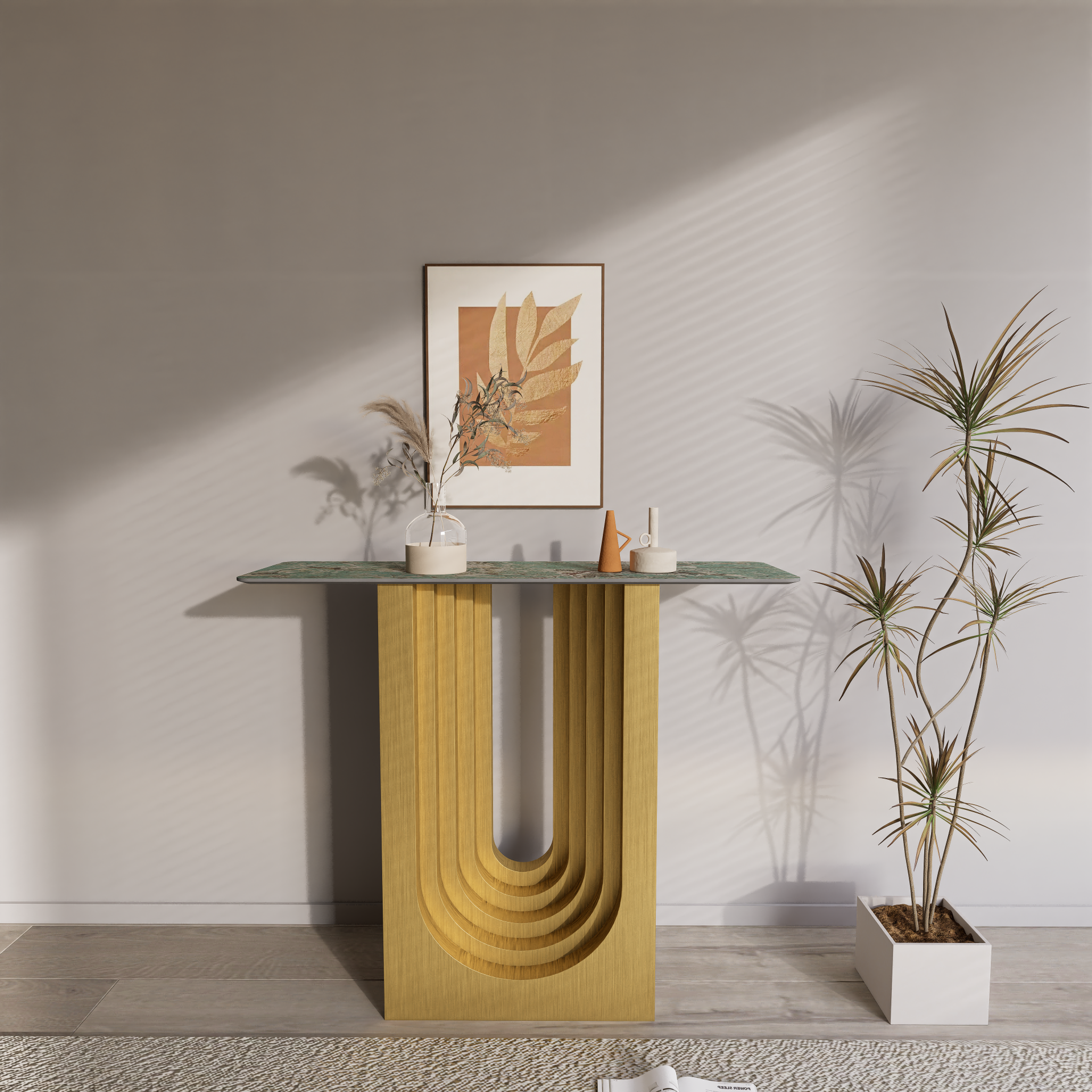 Titanio cepillado + (pizarra verde Amazon)