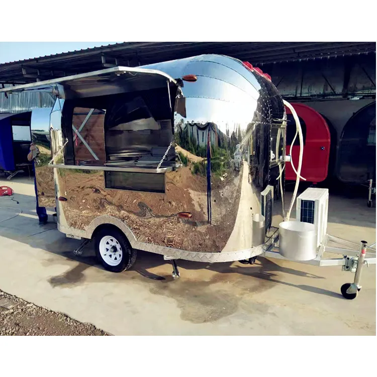 Vendita calda negli Stati Uniti Concessione Fast Food Cucina mobile Airsteam Rimorchio per alimenti in acciaio inossidabile Carrello per alimenti che cucina il chiosco del camion