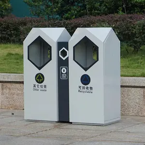 Modern ve minimalist metal çöp kutuları açık parklar sokaklar büyük kapasiteli paslanmaz çelik çöp kutuları