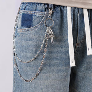 Waist <b>Chain</b> Double Layer <b>Cross</b> Sword Pendant Tibetan Silver Unisex Casual Hip Hop Fashion Body <b>Chain</b> - Product Image 2