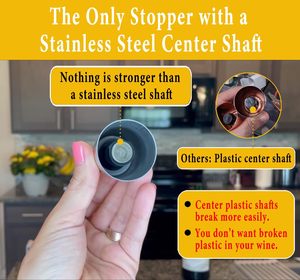 Tapones de vacío de acero inoxidable para ahorrar vino compatibles con la bomba de ahorro de vino - Product Image 6