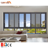 Fenêtre coulissante horizontale à double vitrage avec cadre en alliage d'aluminium personnalisé, résistante aux ouragans, fenêtres virtuelles en aluminium