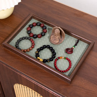 Vente en gros de plaques en bois de noyer brun de luxe plateau de présentation de bijoux vert kaki pour la décoration intérieure plateau de service de bague de fête