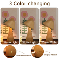 Lampe de table LED en forme de champignon mignonne, rechargeable par batterie, lampe tactile en forme de champignon, veilleuse de Noël pour la décoration de la chambre