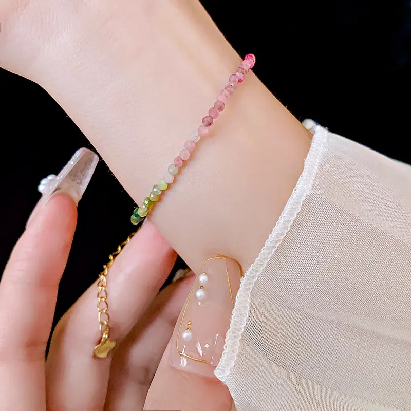 Zooying Bracelet en cristal de diamant en pierre naturelle colorée perlée à la main bijoux pour femmes