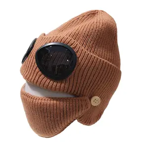 Outdoor Winter Adult Beanie Hats Cool Fashionable Aviator Cap Unisex Men's Eyewear Riding Ski Earflap Cap with Mask