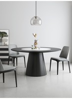 Table à manger circulaire en bois nordique pour 10 personnes avec plateau rotatif intégré, design minimaliste