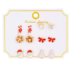 Pendientes Colgantes Estilo Tarjeta de Navidad Europeos y Americanos, Lindos con Reno, Papá Noel, Muñeco de Nieve, Aleación de Dibujos Animados para Mujer - Product Image 5