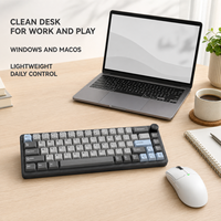 Clavier mécanique rétroéclairé RVB, souris sans fil 2,4 GHz, combo USB C, ensemble compact pour le travail et les jeux
