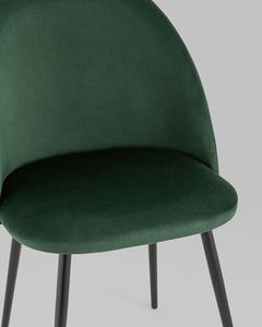 เก้าอี้ทานอาหารผ้ากำมะหยี่สีเขียวพร้อมความรู้สึกโลหะสีดำ - Product Image 5