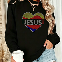 Vente en gros usine : Transferts thermocollants en strass à motif chrétien pour T-shirt