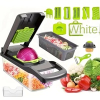 Aangepaste Logo 16-in-1 Handmatige Ui- & Groentesnijder Multifunctionele Fruit- & Groentehakker Gemaakt van PP Plastic