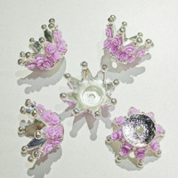 Perles couronne en alliage d'argent DIY, breloques lumineuses UV en forme de rose colorées pour la fabrication de stylos perlés