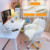 Chaise pivotante moderne et mignonne pour filles, chaise de bureau en tissu pour l'apprentissage, pour la maison, la chambre à coucher, le salon, l'hôtel, le dortoir