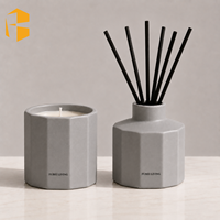 FUBEI LIVING Bougie parfumée mate décagonale bleu-gris, écologique, aromathérapie, décoration d'intérieur, ensemble diffuseur à bâtonnets en céramique