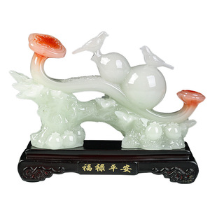 Feng Shui Gourd <b>Ornament</b> Resin Craft For Living Room Home Decoration Chinese New Year Gift Good Fortune Peace Prosperity Symbol - Product Image 5