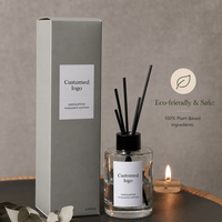 Ensemble diffuseur de parfum en verre transparent dégradé rose avec bâtonnets, marque privée, parfum Freesia, vente en gros, coffret cadeau pour hôtel, spa, petite amie