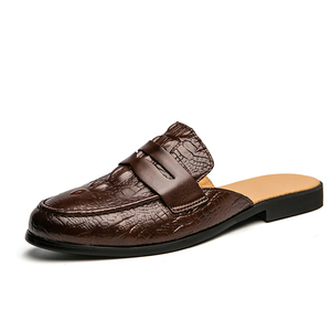 Chaussures décontractées pour hommes, nouvelle mode, style britannique, mules en peau de crocodile, semelle en caoutchouc antidérapante, sandales flexibles et respirantes - Product Image 1