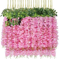 Guirnalda de Flores Artificiales de Glicinia SPR, Guirnalda de Plástico para Decoración de Hogar, Arco de Boda, Jardín, Ceremonia, Exterior